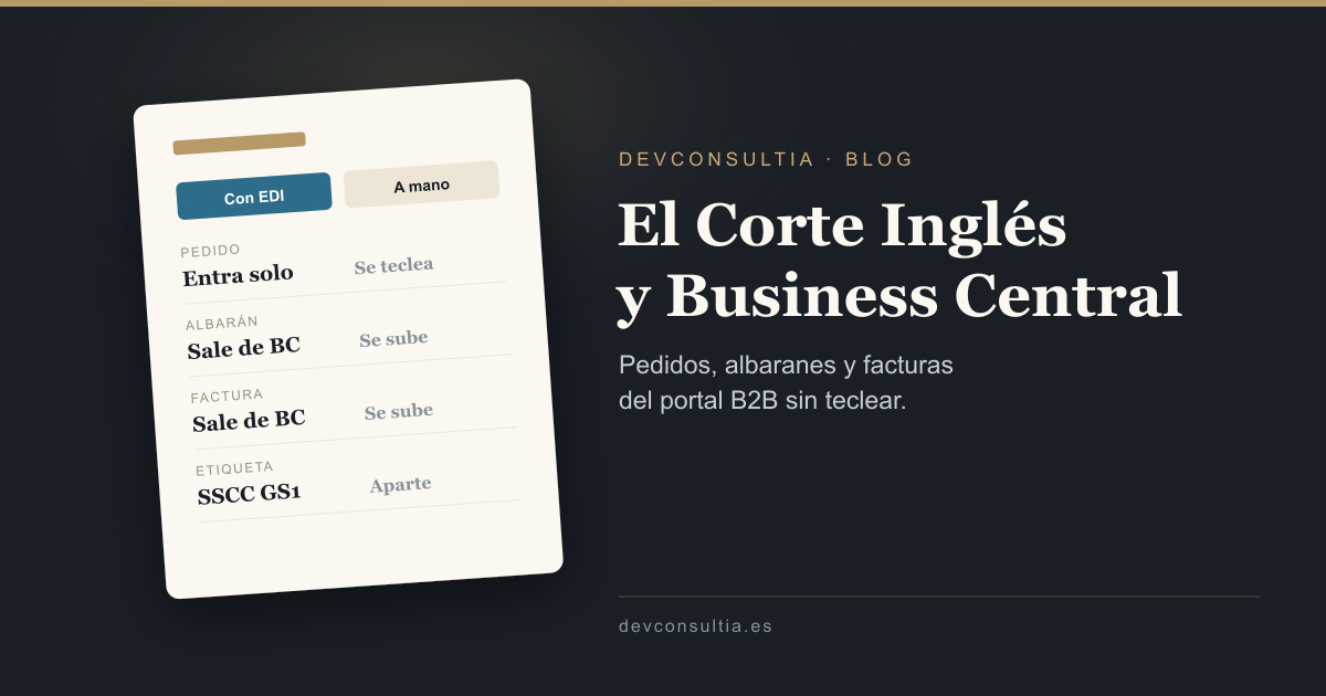 Portal B2B de El Corte Inglés y Business Central: pedidos, albaranes y facturas sin teclear
